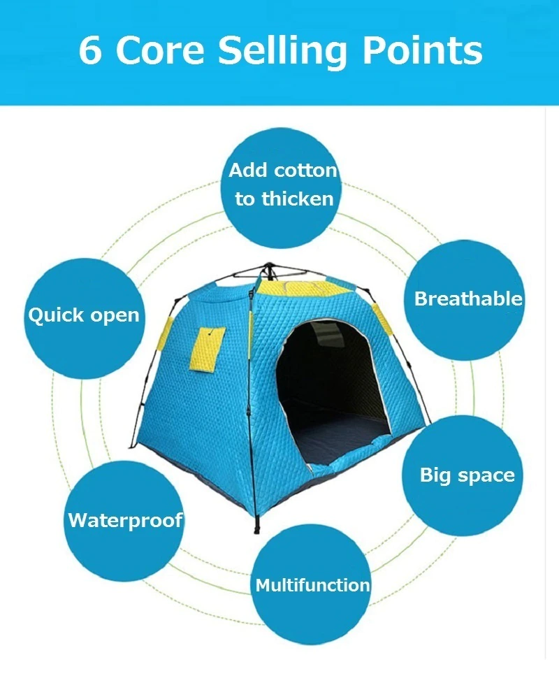 Cheap Goat Tents Winter Ice Fishing Tent Thickened Keep Warm Cotton Tent Outdoor Fully Automatic Quick Open Camping Tent 1.7 M Height Big Space Tents 